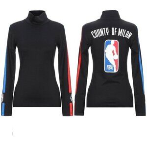 Marcelo Burlon x NBA Black Mock Neck Long Top